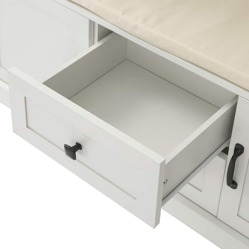 3-in-1 Design Hall Tree with 3 Hooks and Storage Bench - 47.24''W x 70.9''H x 15.74''D