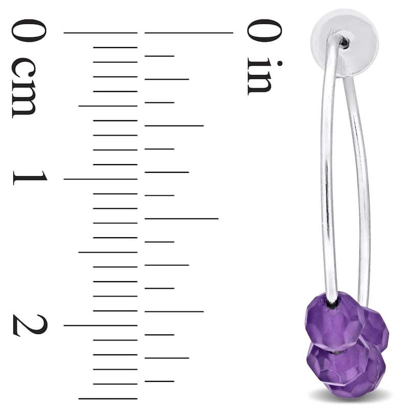 Miadora 1 1/2ct TGW Amethyst Beaded Facetted Hoop Earrings Sterling Silver