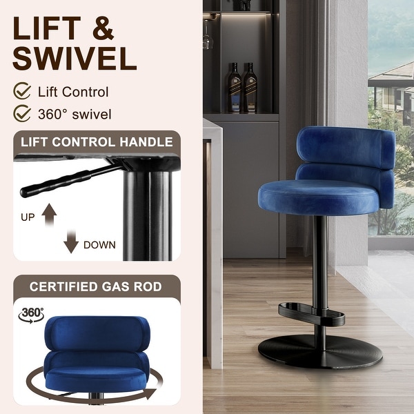 CAROCC Velvet Counter Bar stool with Height Adjustable and Swivel On Sale Bed Bath Beyond 33683216