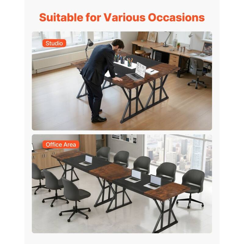 Modern Computer Desk with Sturdy Particleboard Top and Steel Frame for Home Office Workstation