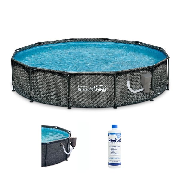 Summer Waves 12ft x 33in Outdoor Round Frame Above Ground Swimming Pool Set  - 56 - Bed Bath & Beyond - 35733121