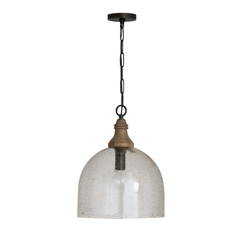 Inglewood 1-light Grey Wash/ Dark Pewter Hanging Pendant - Grey Wash/ Dark Pewter w/ Stone Seeded Glass