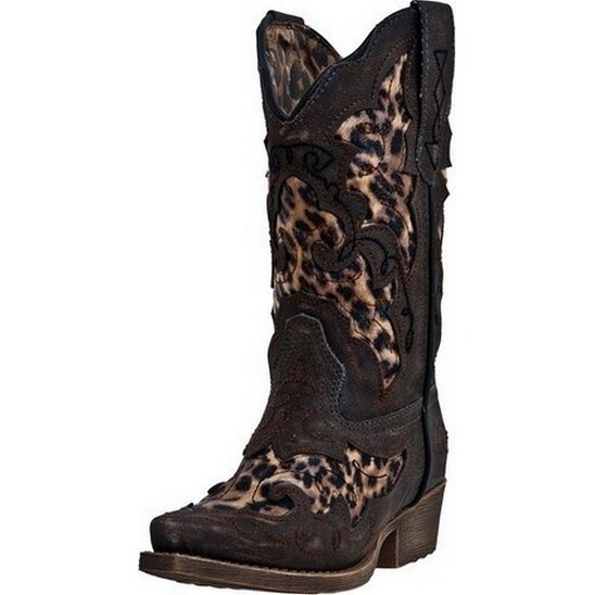 Laredo Western Boots Girls Sabre Leopard Underlay Child Brown LC2233