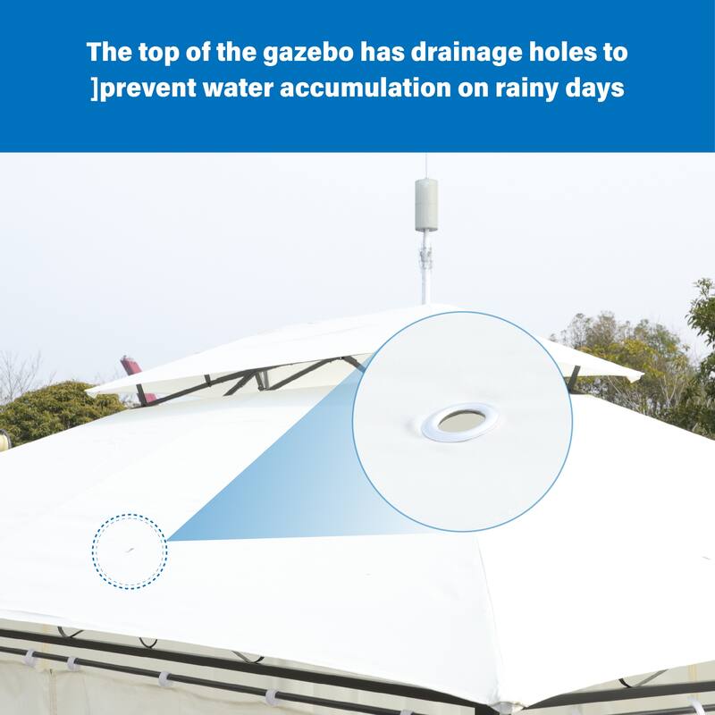 Outdoor Patio Gazebo Canopy Tent With Ventilated Double Roof And SideWall