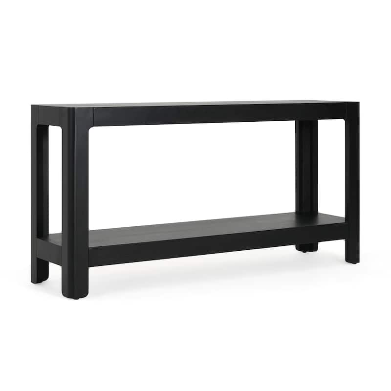 Farmhouse Console Table Side Table with Bottom Shelf, Black Entryway Table Hallway Table for Living Room
