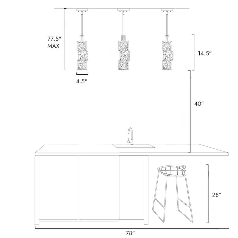 Modern Farmhouse 1-Light Kitchen Island Pendant Light Water Textured Rectangle Shade for Dining Room