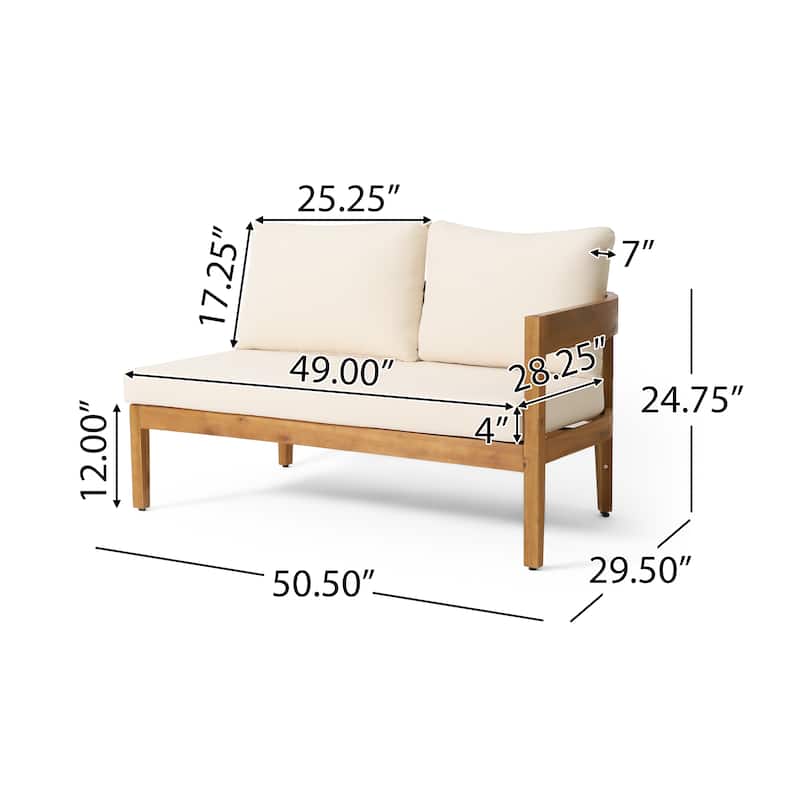 Christopher Knight Home - Montrose Patio Acacia Wood Left and Right Arm Tuxedo Sofas (Set of 2)