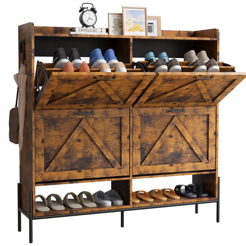 Shoe Cabinet with 4 Flip Drawers,Freestanding Shoe Storage Cabinet Organizer for Entryway,Shoe Rack Cabinet,Dry