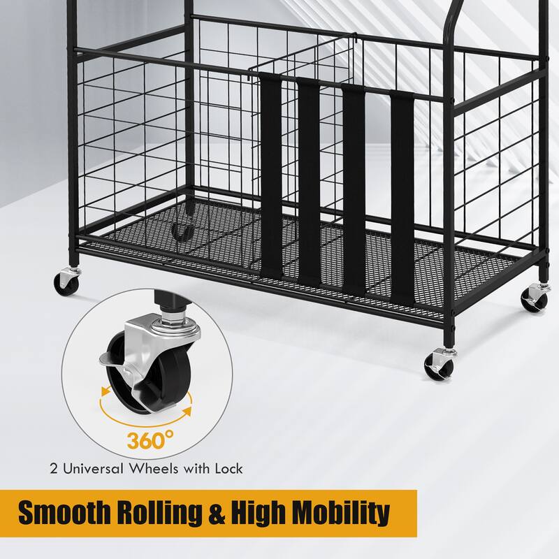 Gymax Garage Sports Equipment Organizer w/ Wheels Hooks & Baskets for