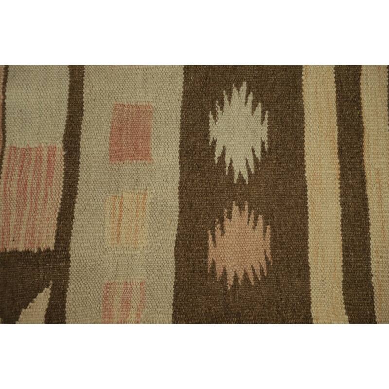 Hand Woven Oriental 100% Wool Carpet Southwestern Tribal Oranges & Rust Kilim Area Rug - 5' 2'' X 3' 2''