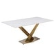 preview thumbnail 31 of 75, Voren Modern Rectangular Dining Table, Sintered Stone/Tempered Glass Top & Stainless Steel Gold Finish Pedestal Base