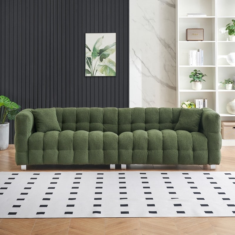 102'' Velvet Sofa Large Sofa（New） - Green