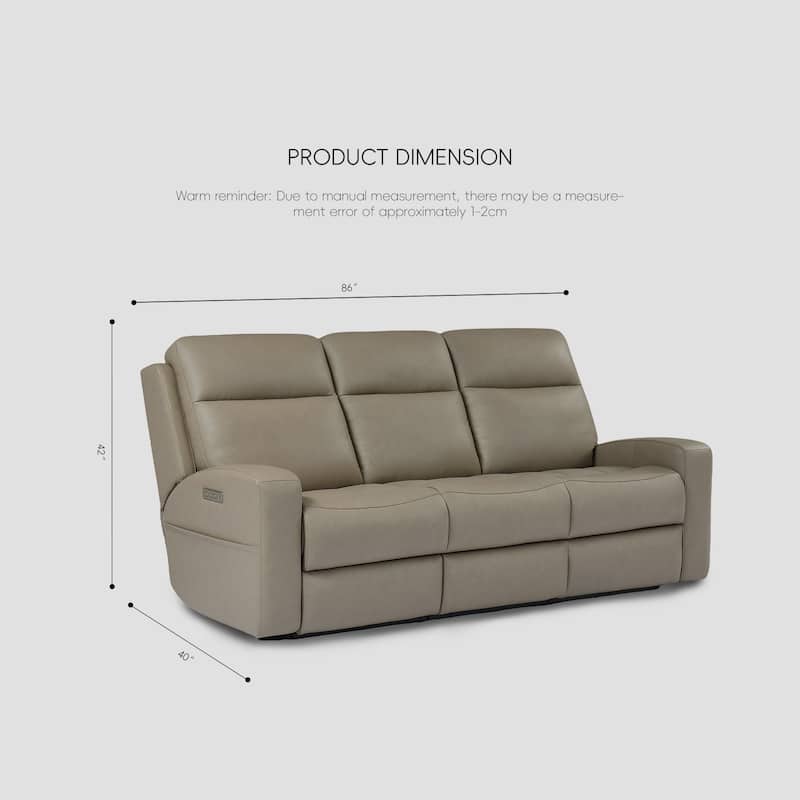 86''W Genuine Leather Triple Power Reclining Sofa with Power Headrest and Power Lumbar