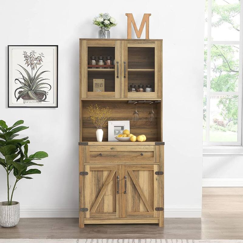Farmhouse Double Barn Door Cabinet for Kitchen Dining Room Living Room