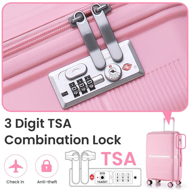 Luggage 4 Piece Sets, Expandable Carry On Luggage Set Hardshell PP, Suitcase Set with Wheels and Adjustable 3-level Handle