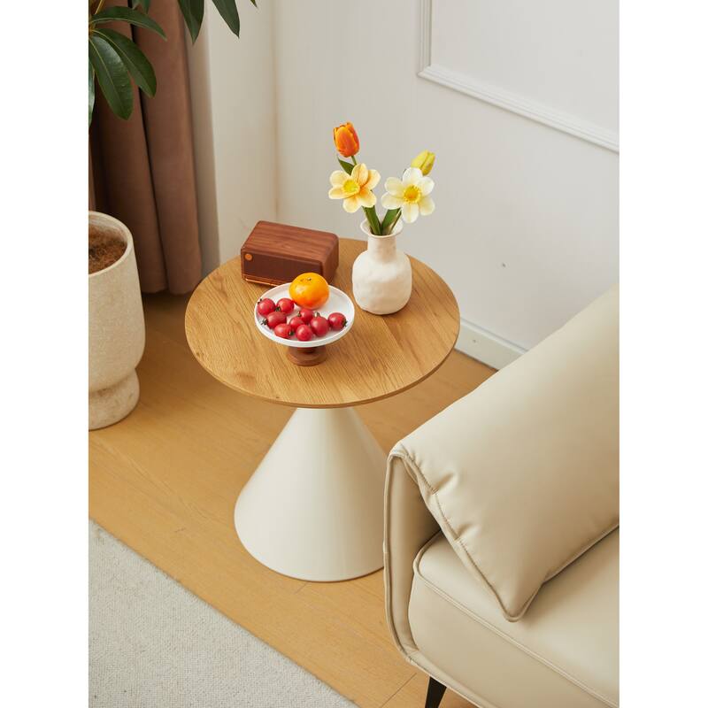 Modern Simple Coffee Table Round Coffee Table with Double Cone Table Frame Carbon Steel Coffee Table Base, for Living Room