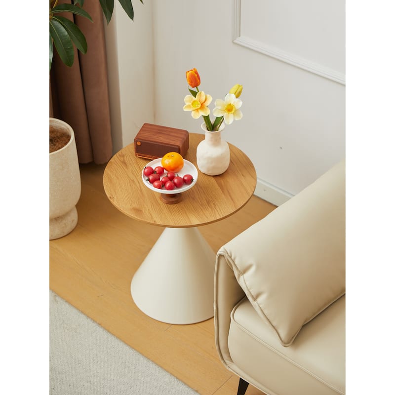 ROUND COFFEE TABLE WHITE+WOOD