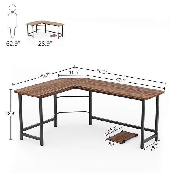 Tribesigns Large Modern L Shaped Desk 83 Wood Metal Corner Desk With Drawers Furniture Desks Home Office Furniture