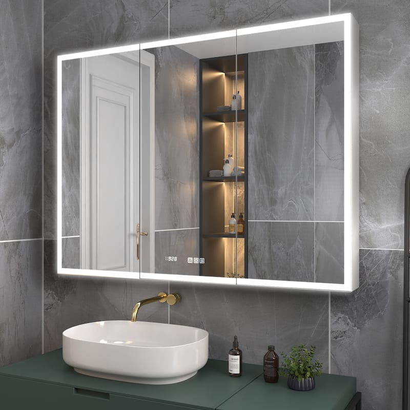 ExBrite Led Lighted Medicine Cabinet Recessed or Surface with Mirrors - 48" x 36"