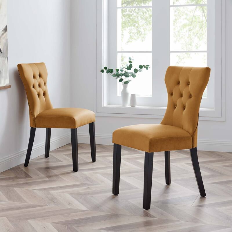 Silhouette Performance Velvet Dining Chairs - Set of 2 - N/A