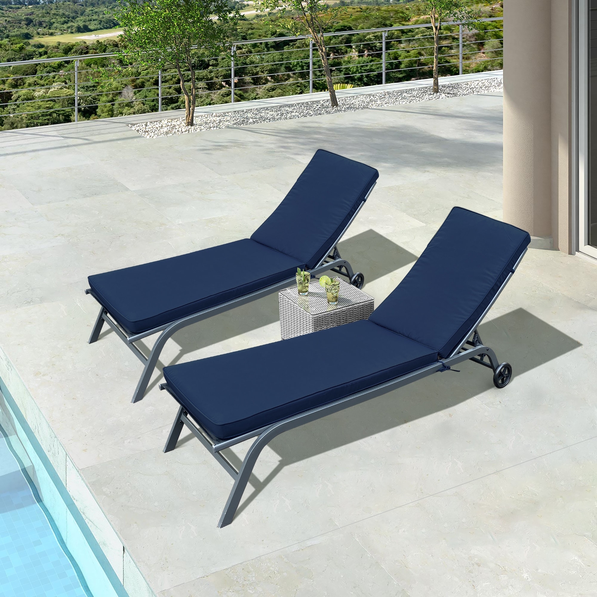 22.05 in. x 31.5 in. Outdoor Lounge Chair Recliner Cushion