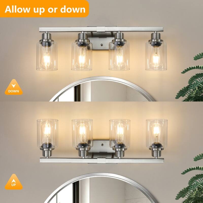 Bathroom Vanity Light With Clear Glass Shades For Vanity Mirror, Bathroom, Or Hallway
