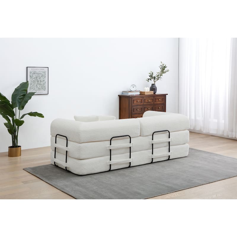 Twilight 2 - Piece Convertible Sleeper Sofa Bed, Corduroy Folding Mattress Couch with Fixed-Shape Framefor Cozy Living Spaces