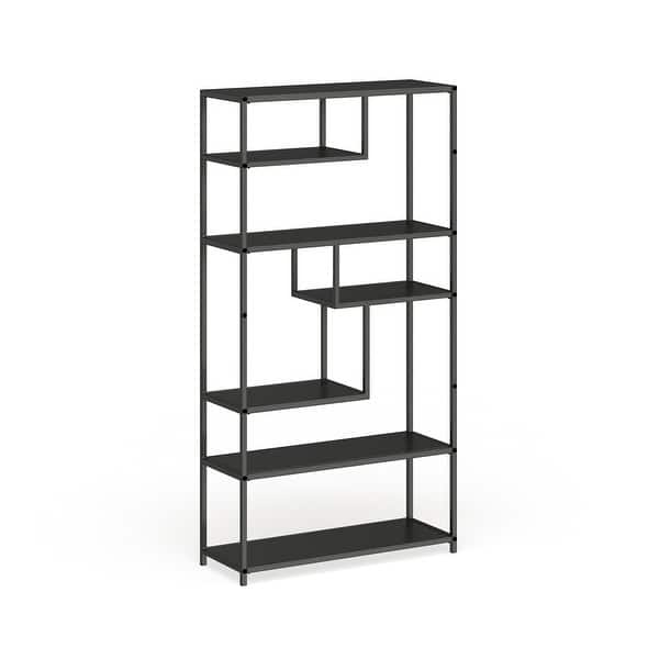 slide 2 of 10, Zaur Urban 6-Shelf Grey Metal Open Back Tiered Bookshelf by Furniture of America Grey