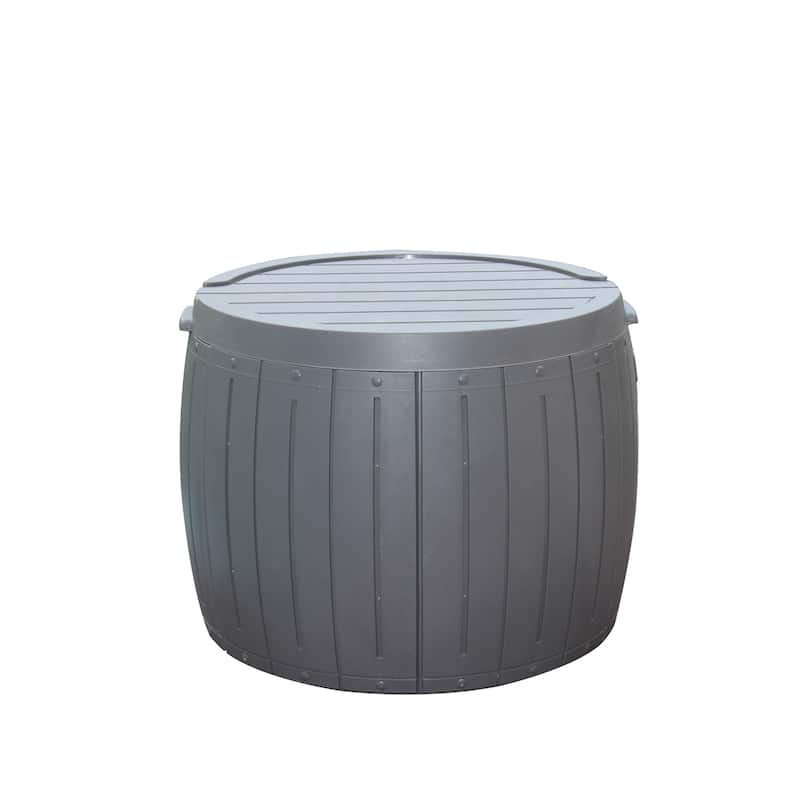131.96 Gal. Deck Box Brown HDPE Outdoor Storage Shed Drum Table