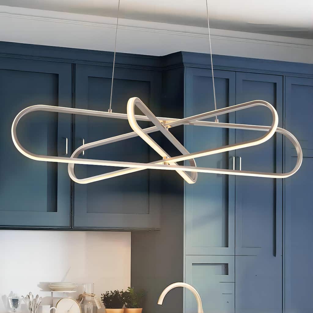 3-Tier Modern Linear Sputnik Geometric LED Pendant Light Circle Ring Adjustable Integrated LED Chandelier