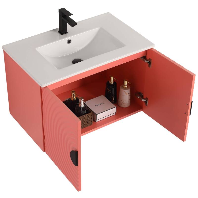 Pellabay Modern Bathroom Vanity with Fluted Circular Doors - Sink Included