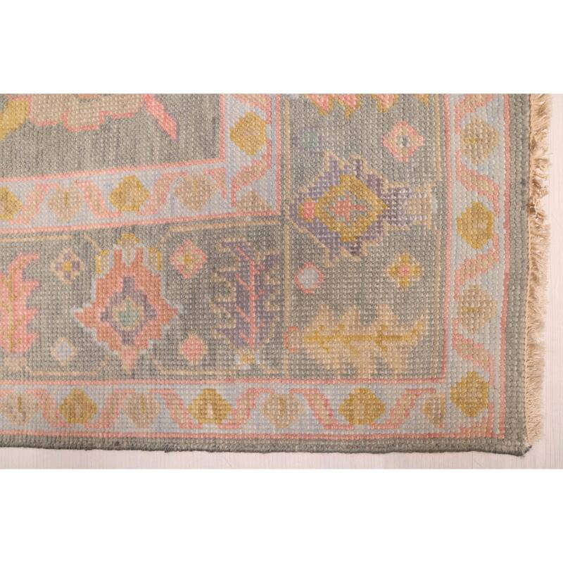 ECARPETGALLERY Hand-knotted Modern Oushak Sage Wool Rug - 6'0 x 8'9