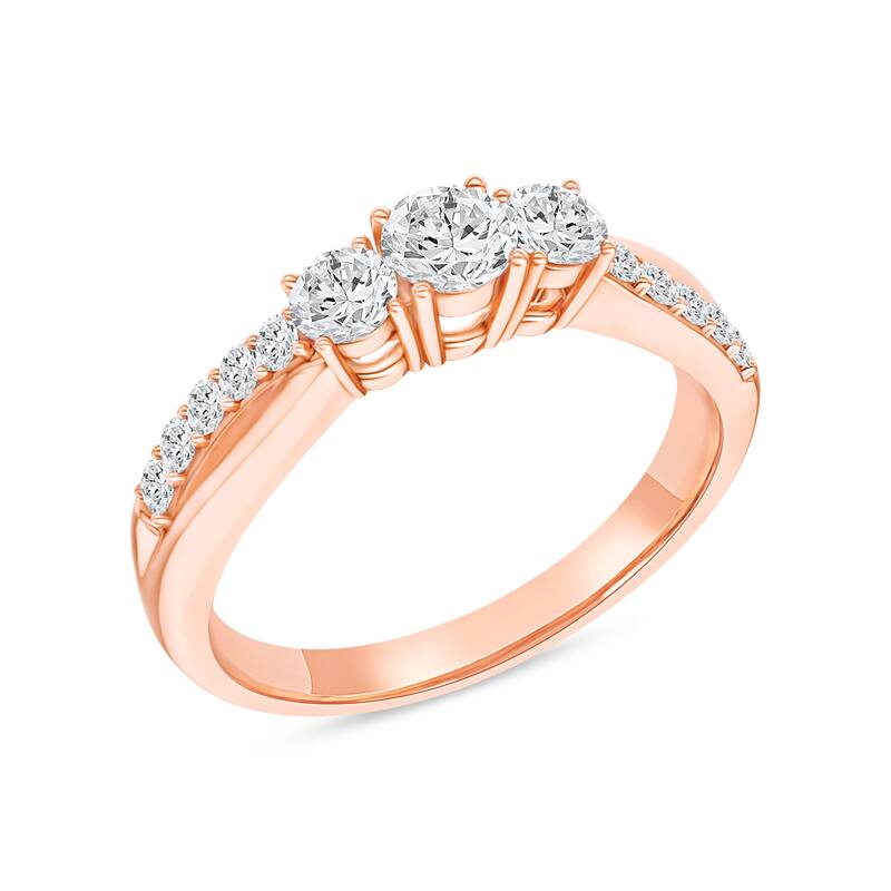 1/2ct TDW Diamond Three Stone Engagement Ring in 14K Gold for Women