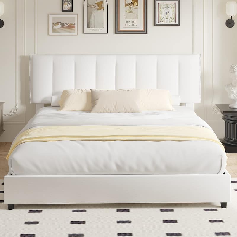Javlergo Bed Frame with Storage Drawers, Upholstered Platform Bed Frame with Adjustable Headboard