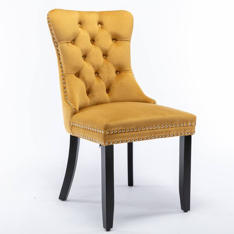Set of 2 Modern High-End Tufted Solid Wood Upholstered Dining Chair with Nailhead Trim