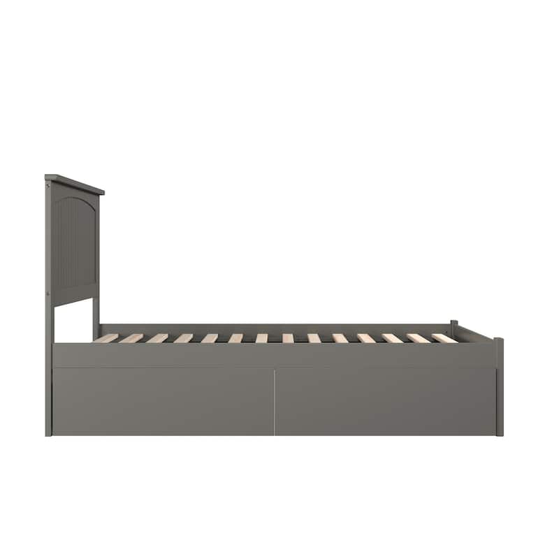 Nantucket Full Platform Bed with Footboard and 2 Bed Drawers in Grey
