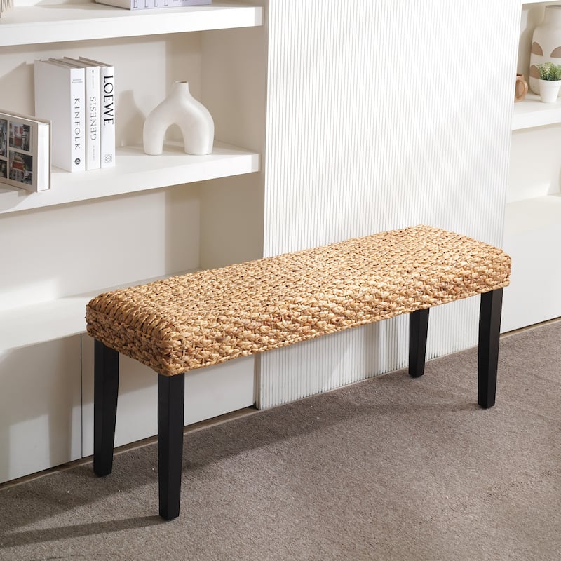 Made4Home Valencia Entryway Bench Water Hyacinth & Acacia Solid Wood