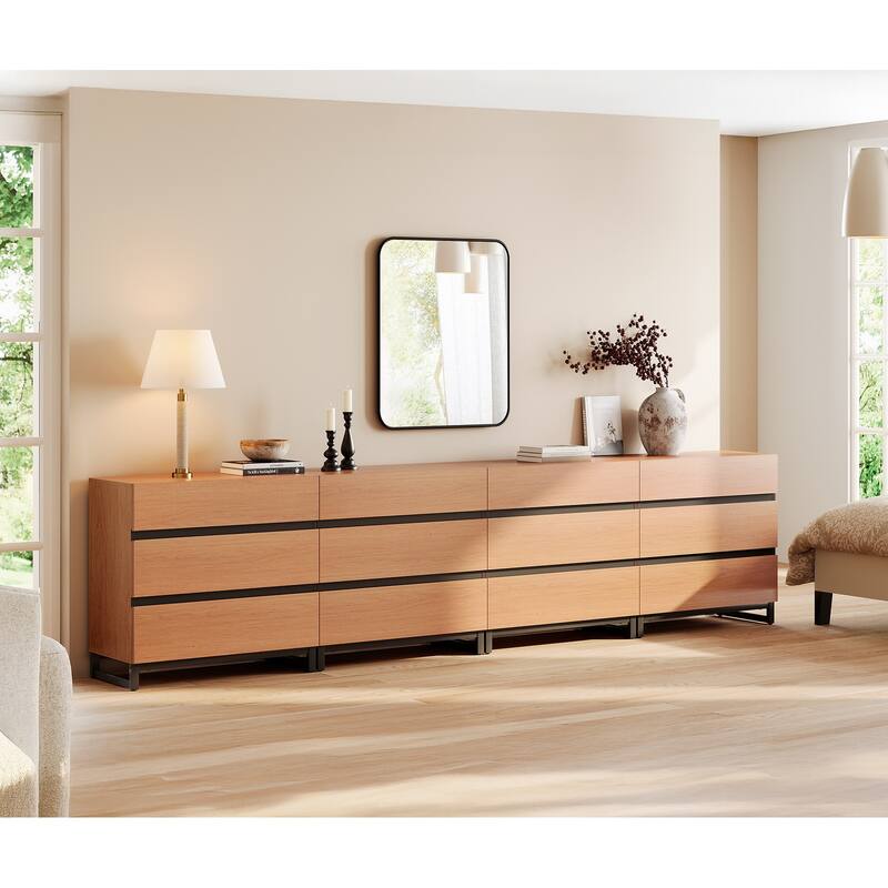 WAMPAT 4 in 1 Multifunctional Sideboard Buffet Cabinets, Modern Sideboard with 12 Drawers, Accent Storage Cabinet Table