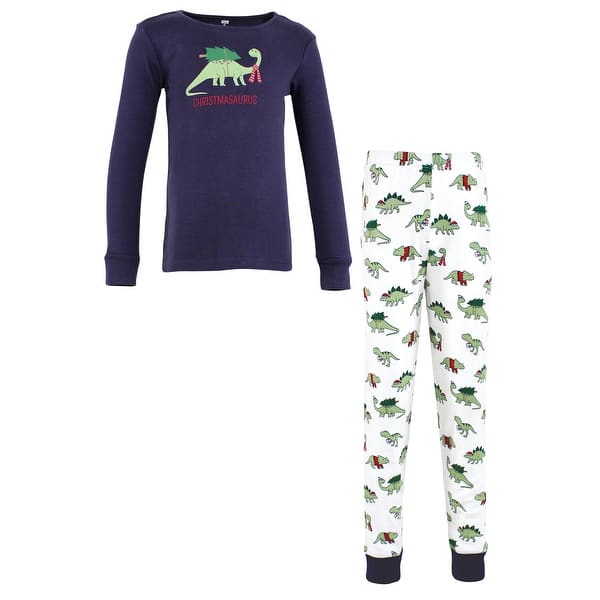 slide 1 of 1, Hudson Baby Infant and Toddler Cotton Pajama Set, Christmasaurus 12-18 Months - Christmasaurus