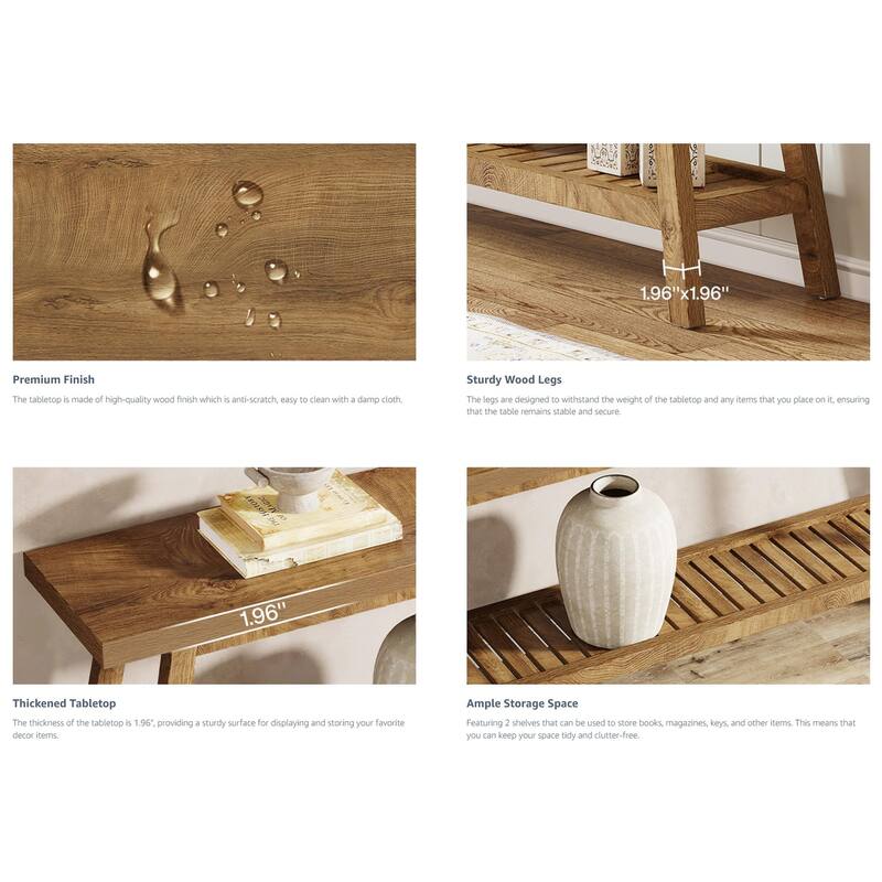 70.9" Extra Long Farmhouse Console Table with 2-Tier Open Storage