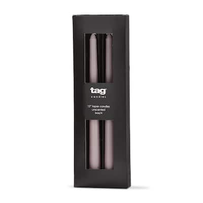 Color Studio 12" Traditional Taper Unscented Smokeless Paraffin Wax Candle Lavendar, Set of 4, Burn Time 8 hrs.