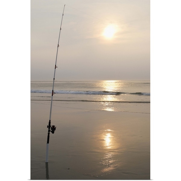 "Fishing rod by the ocean in the early morning" Poster Print