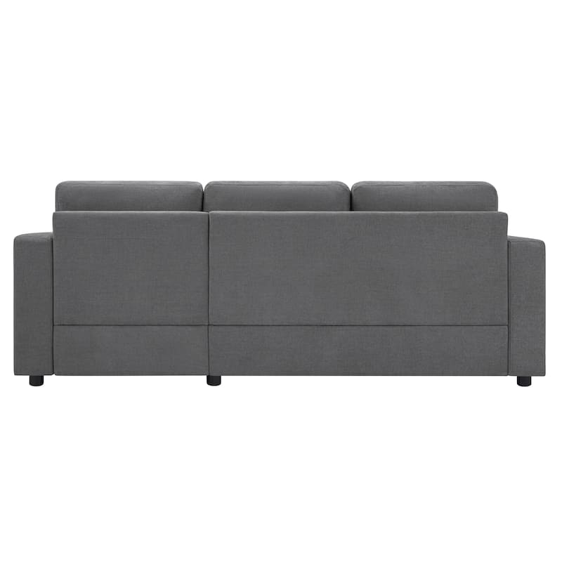 L-Shape Sectional Sofa with Curved Chaise Lounge, Chenille Fabric 3 Seater Sofa with USB Ports & Storage Pockets