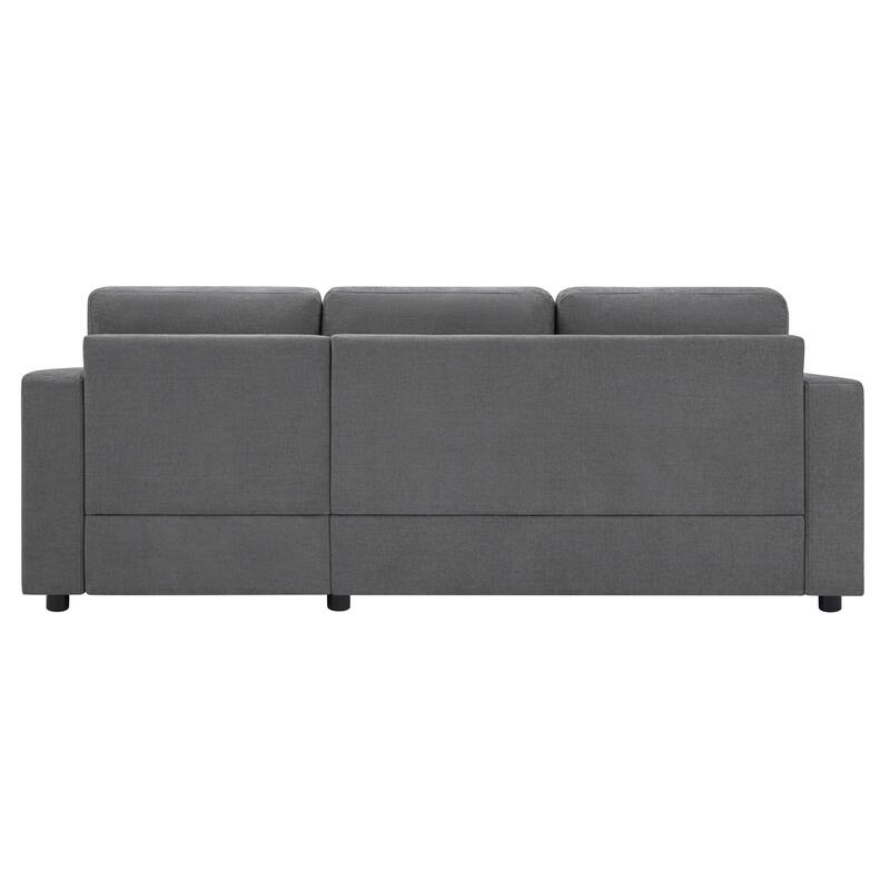 Living Room Chenille L-Shaped Sectional Sofa Set with Curved Chaise Lounge, USB Ports and Side Storage Pockets