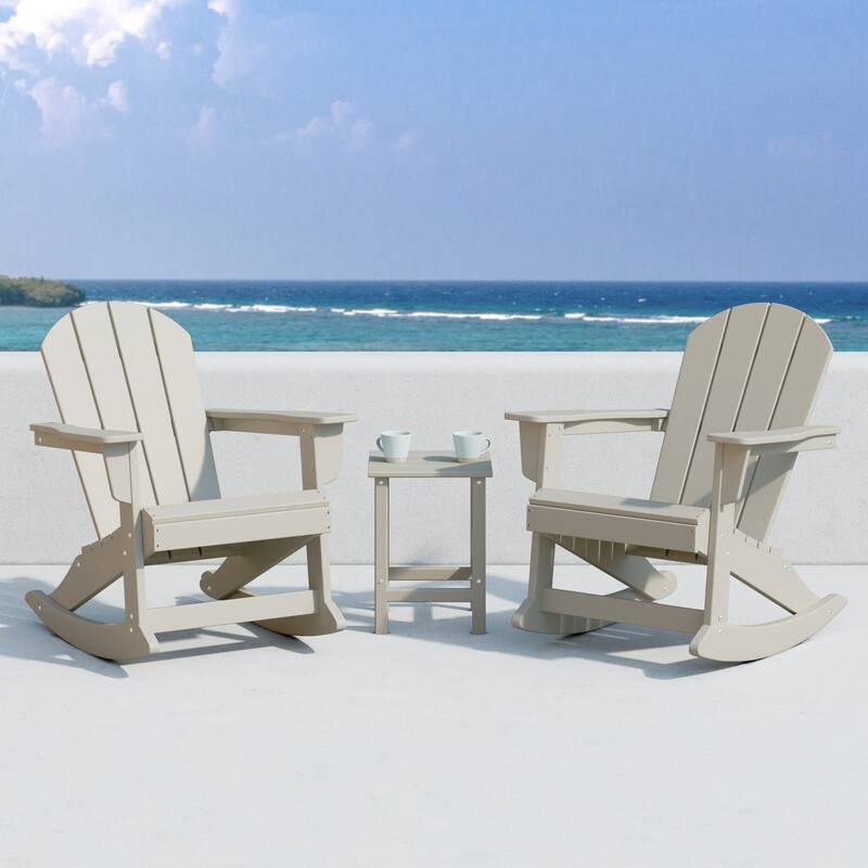 Laguna Hdpe All Weather Outdoor Patio Rocking Chairs With Side Table (3-Piece Set)