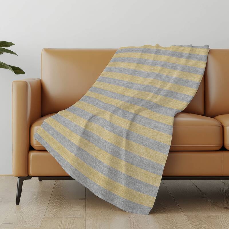 Premium Machine Washable Casual Stripes Sherpa Throw Blanket