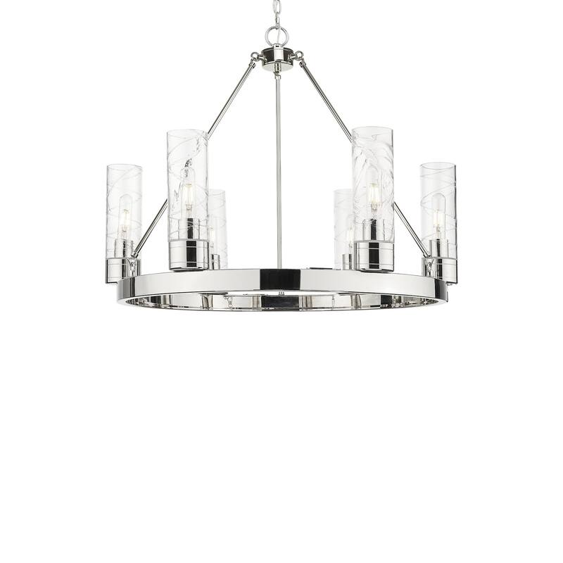 Innovations Lighting 617-6CR-24-29-8 Boreas Chandelier Boreas 6 Light - Polished Nickel / Deco Swirl