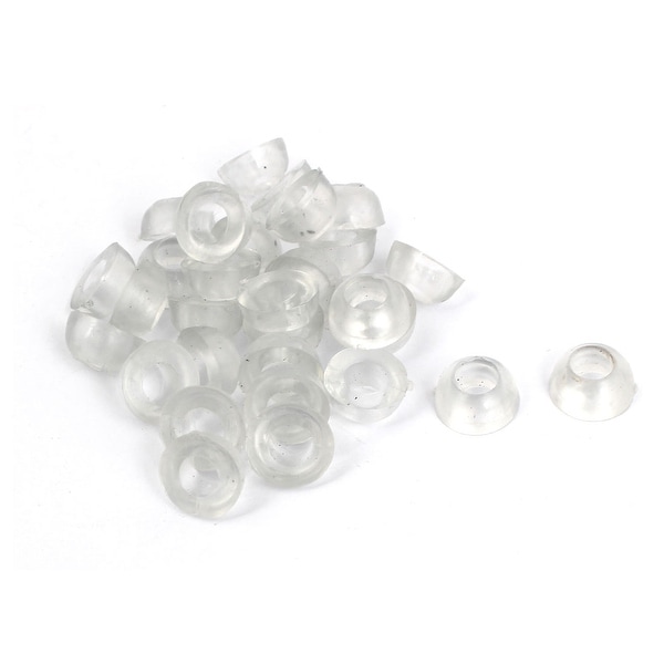 30 Pcs 18mm Dia Cone Shaped Furniture Bumper Feet Rubber Covers Pads Clear