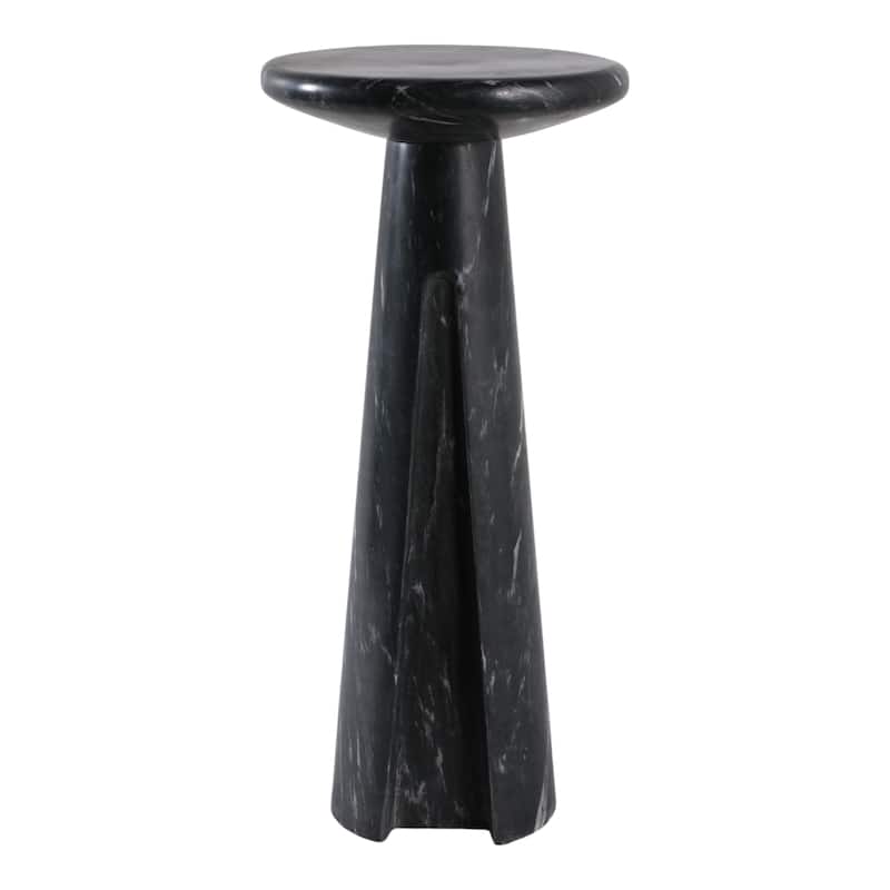 Marble Stone Accent Table Pedestal Base Savoir Style - 22" Black - 10" x 10" x 21.5"