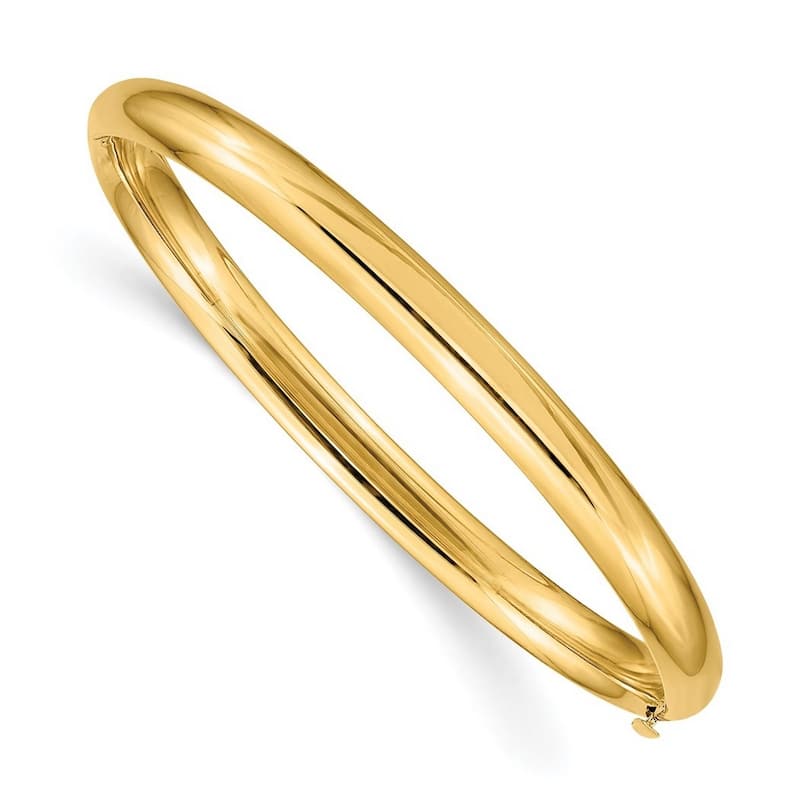 Curata 10k Yellow Gold 7" 5mm Polished Hinged Bangle Bracelet